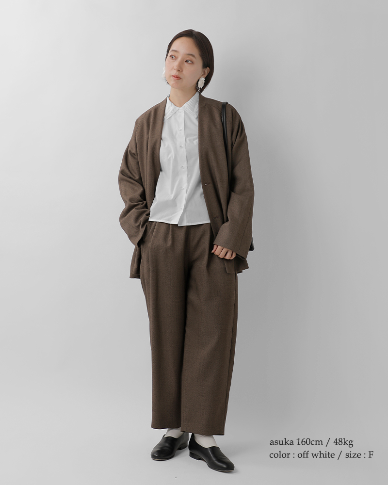 mizuiro ind(ミズイロインド)コットンピンタックカラーシャツ1-230126