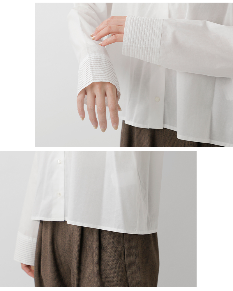 mizuiro ind(ミズイロインド)コットンピンタックカラーシャツ1-230126