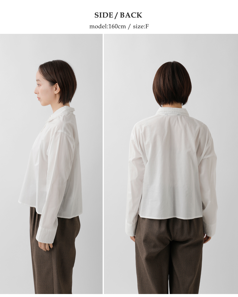 mizuiro ind(ミズイロインド)コットンピンタックカラーシャツ1-230126