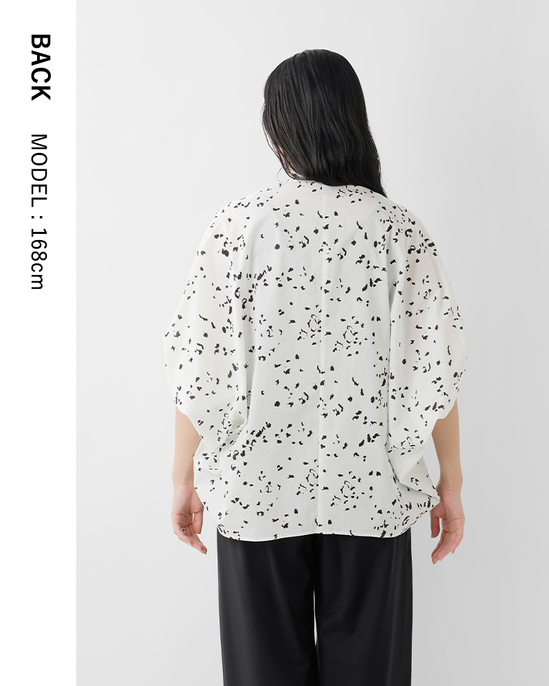 mizuiro ind(ミズイロインド)コットンプリントスタンドカラーコクーンシャツ1-230133