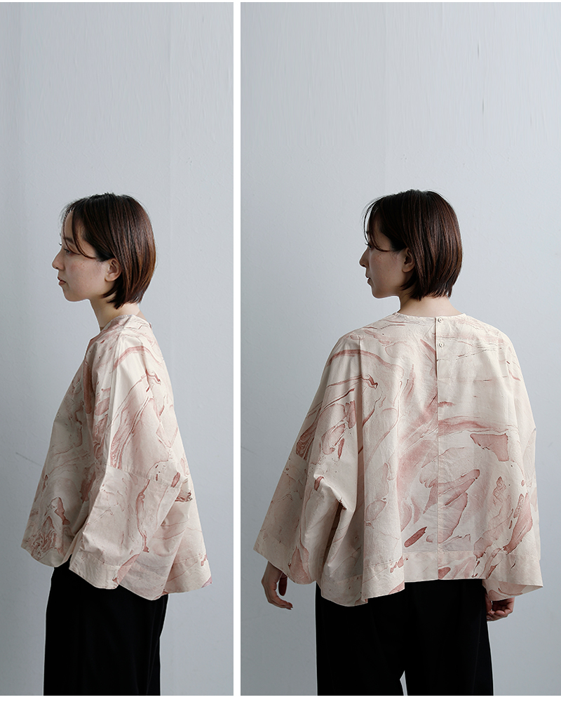 mizuiro ind(ミズイロインド)コットンマーブルプリントワイドプルオーバー1-230146