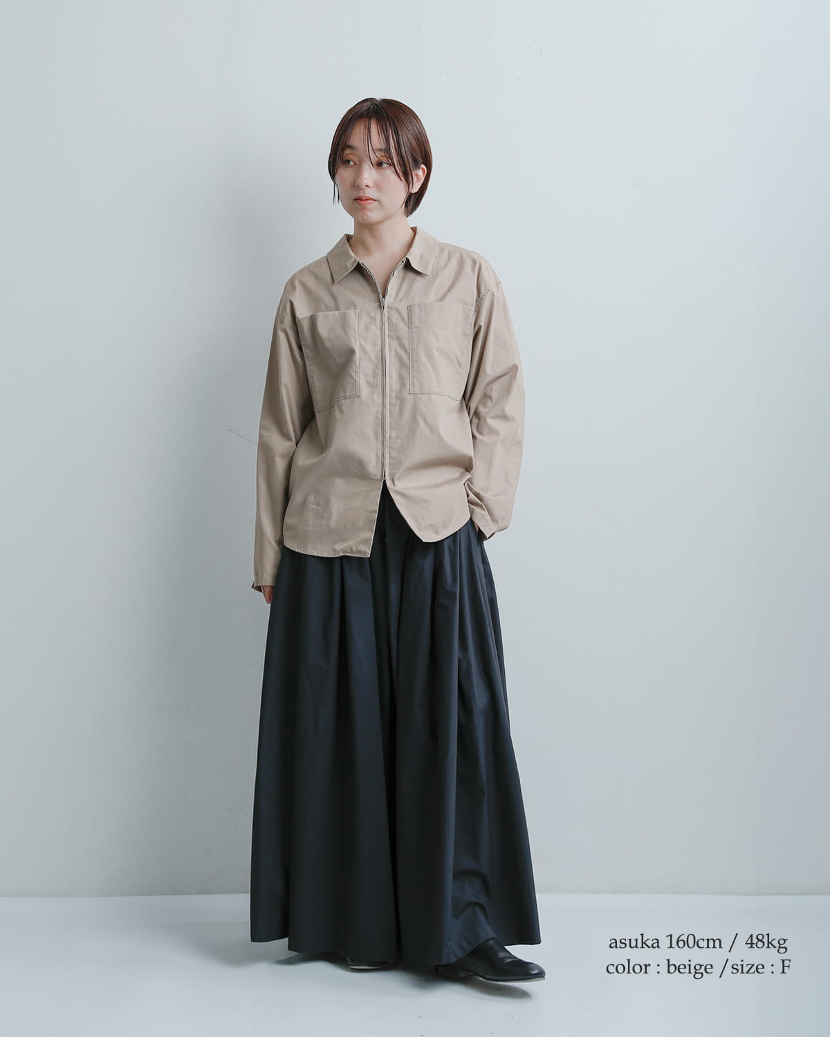 mizuiro indコットン ジップ シャツ 1-230147