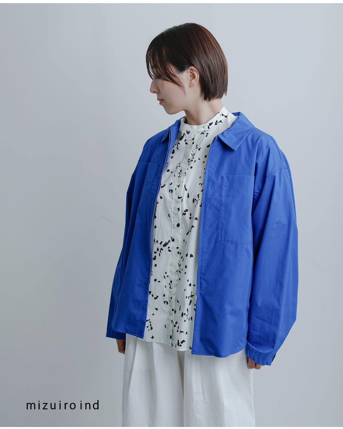 mizuiro indコットン ジップ シャツ 1-230147