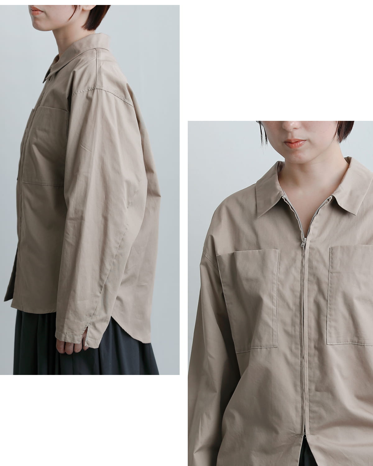 mizuiro indコットン ジップ シャツ 1-230147