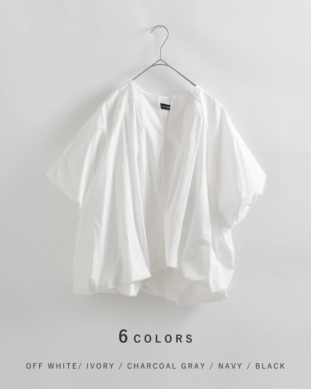 mizuiro ind(ミズイロインド)コットン バルーン ノーカラー シャツ 1-230163