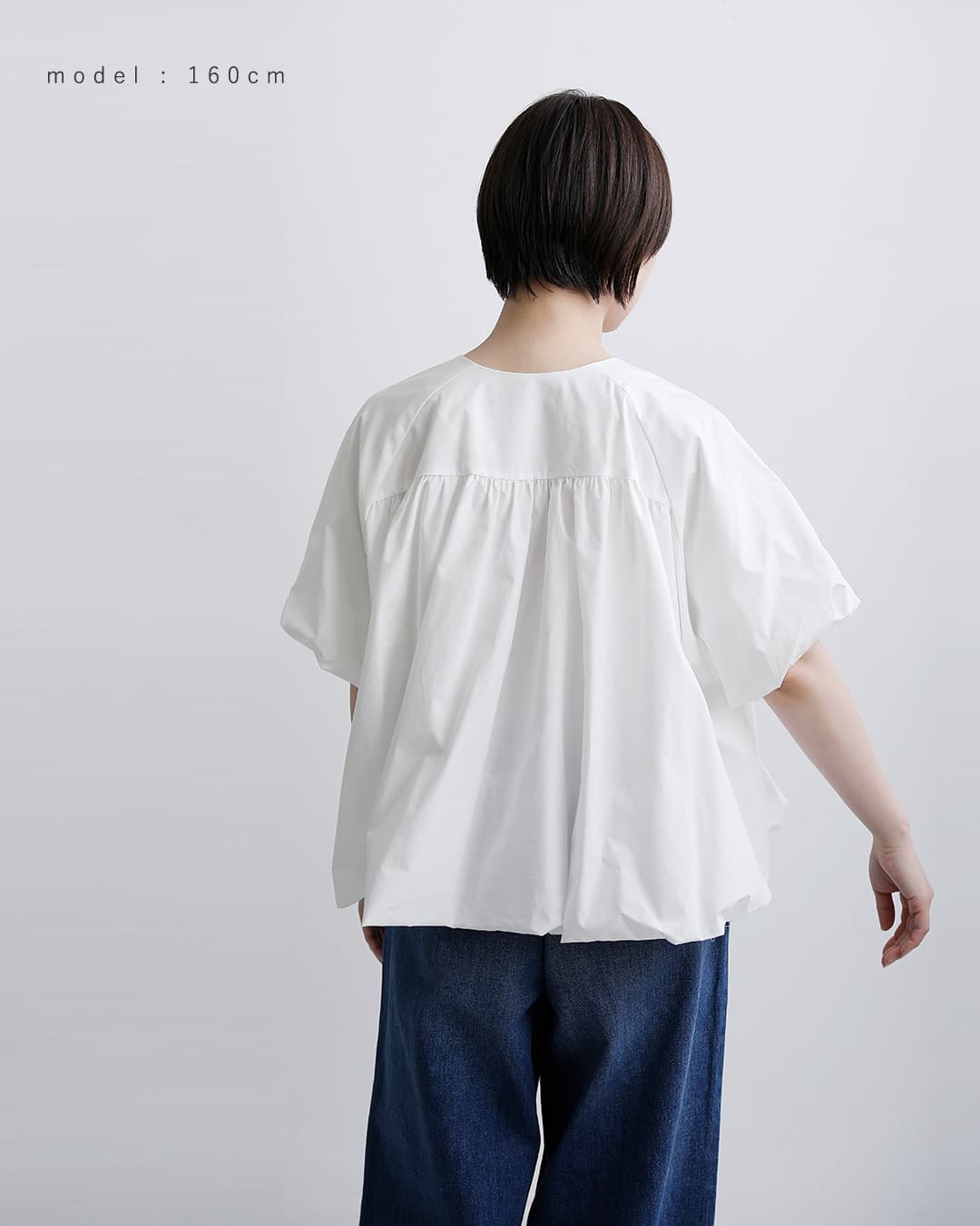 mizuiro ind(ミズイロインド)コットン バルーン ノーカラー シャツ 1-230163