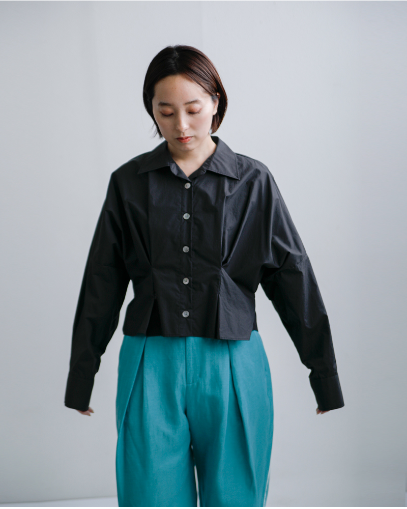 mizuiro ind(ミズイロインド)コットンコクーンショートシャツ1-230164