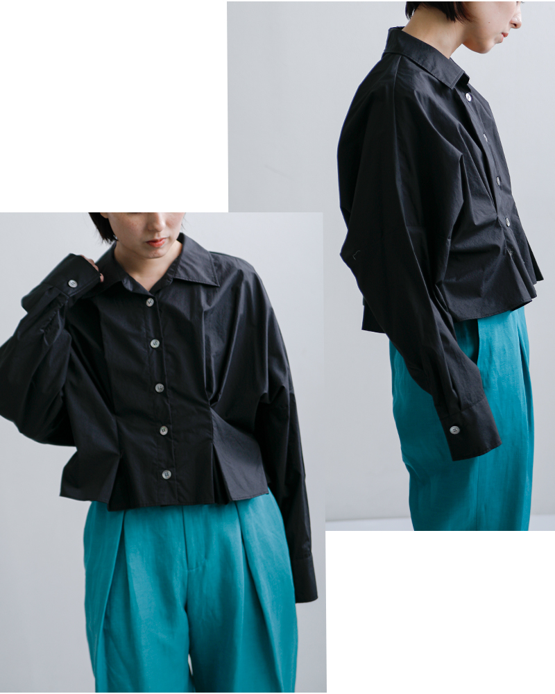 mizuiro ind(ミズイロインド)コットンコクーンショートシャツ1-230164