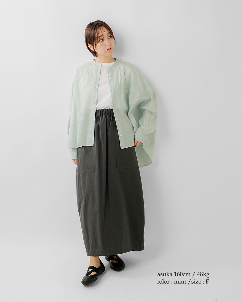 mizuiro ind(ミズイロインド)コットンバックギャザーワイドシャツ1-238975