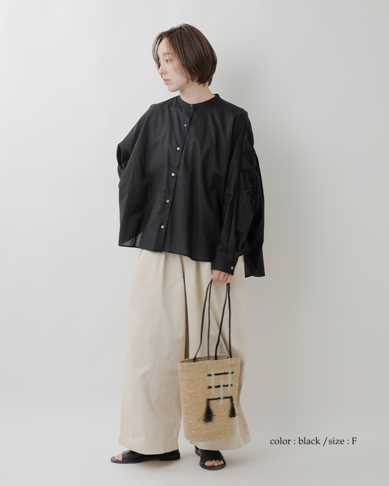 mizuiro ind(ミズイロインド)コットンバックギャザーワイドシャツ1-238975