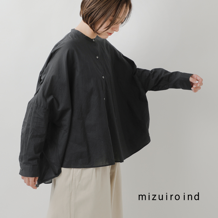 mizuiro ind(ミズイロインド)コットンバックギャザーワイドシャツ1-238975