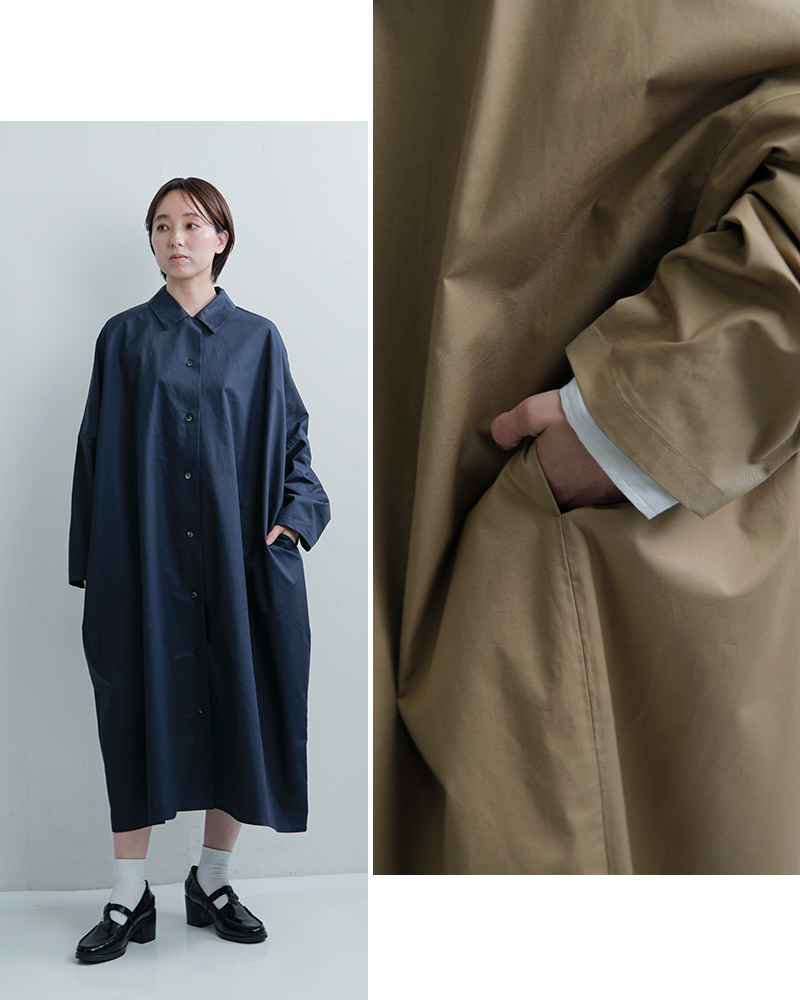 mizuiro ind(ミズイロインド)コットンワイドシャツワンピース1-250084