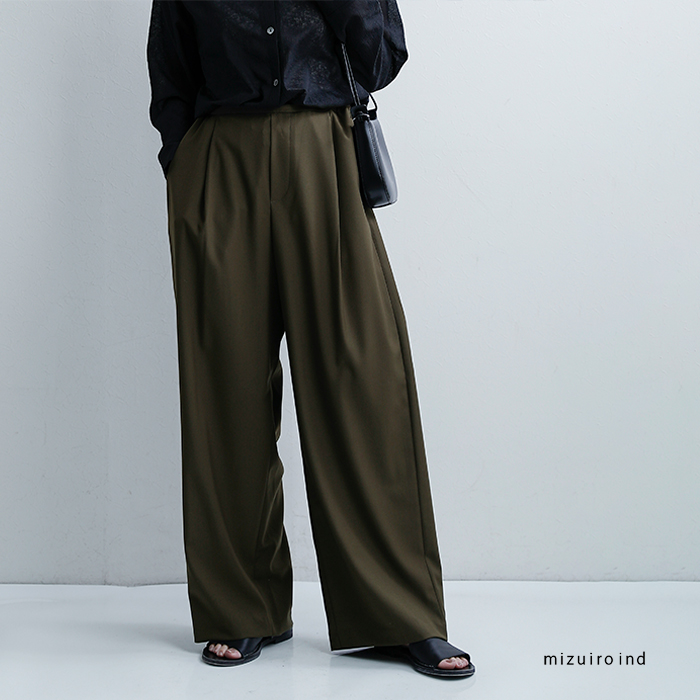 mizuiro ind(ミズイロインド)ツータックスラックスパンツ1-260100