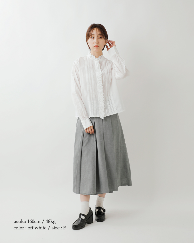 MidiUmi(ミディウミ)コットンピンタックレースシャツpintucklaceshirt1-730078