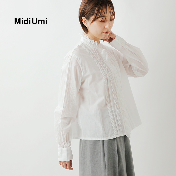 MidiUmi(ミディウミ)コットンピンタックレースシャツpintucklaceshirt1-730078