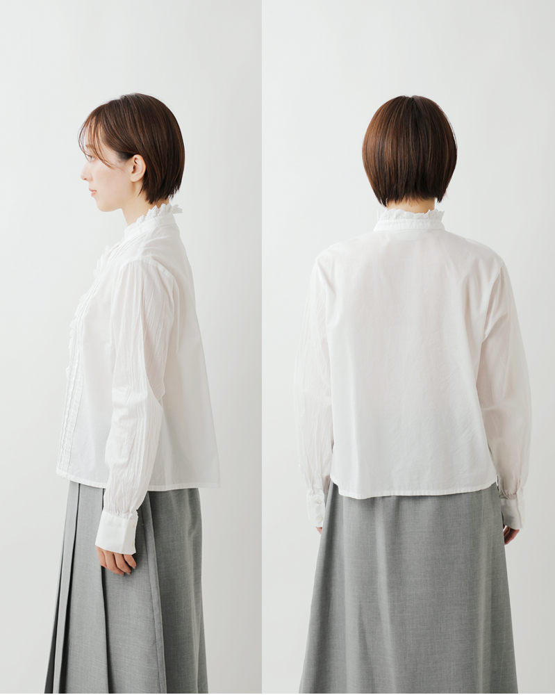 MidiUmi(ミディウミ)コットンピンタックレースシャツpintucklaceshirt1-730078