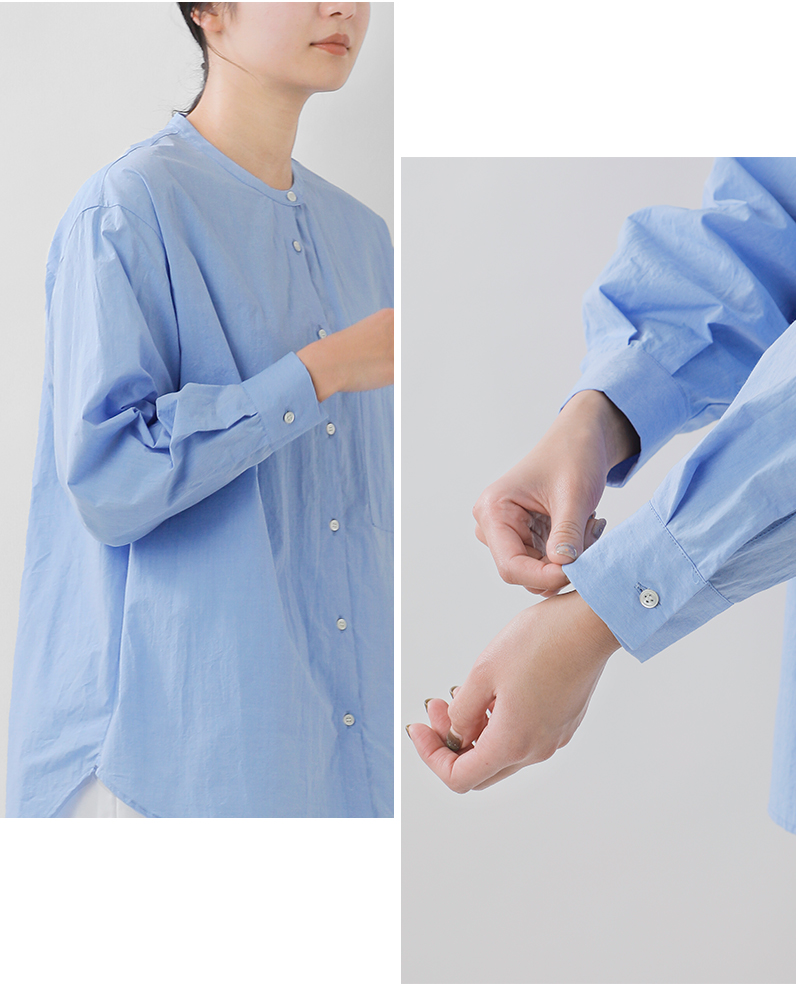 MidiUmi(ミディウミ)コットンスタンドカラービッグシャツstandcollarbigshirt1-730087