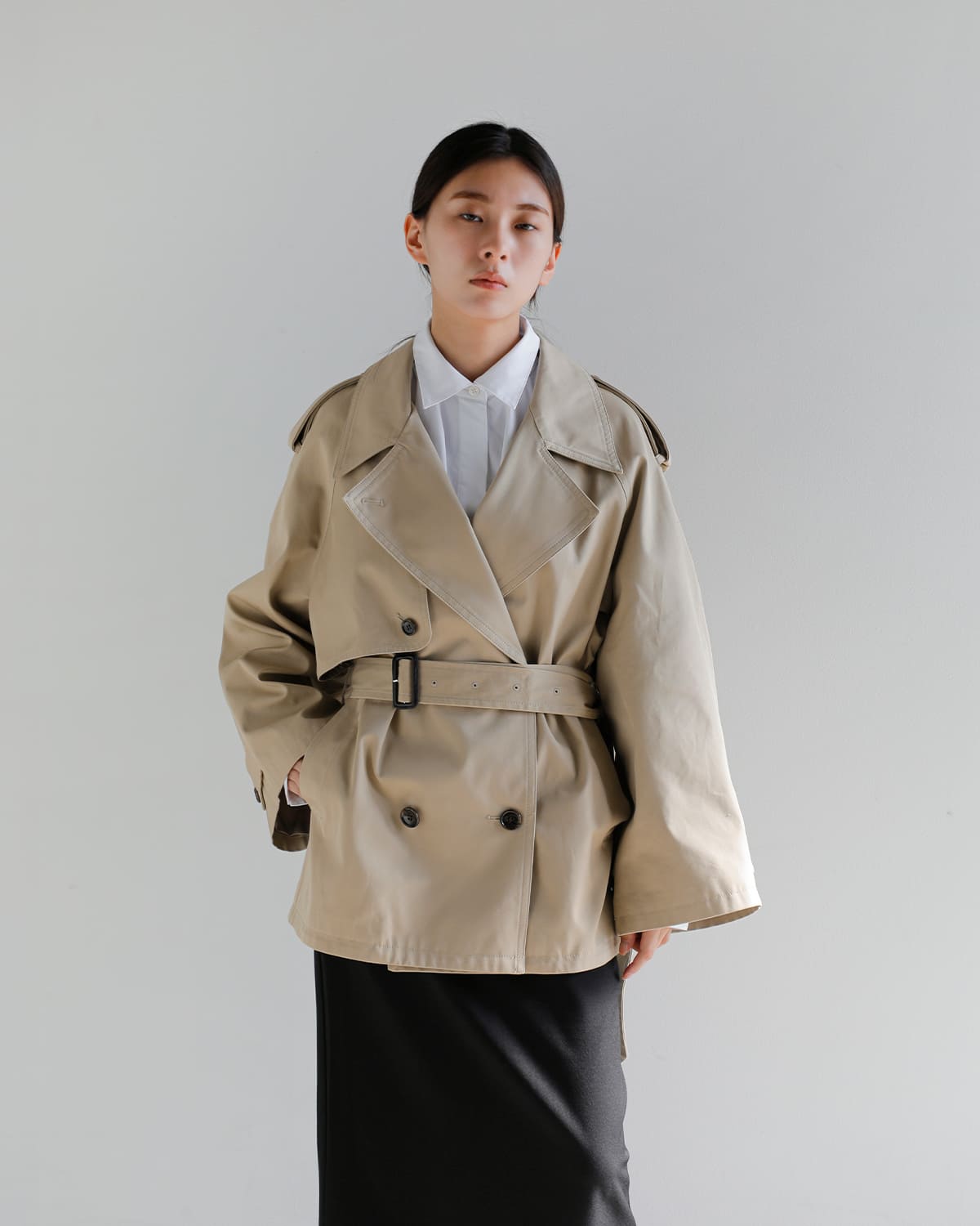 CLANE(クラネ)オーバーショートトレンチコート 10101-0023