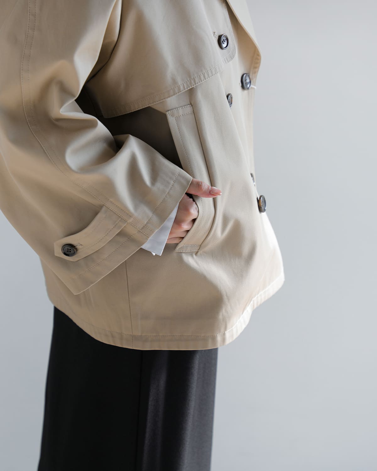 CLANE(クラネ)オーバーショートトレンチコート 10101-0023