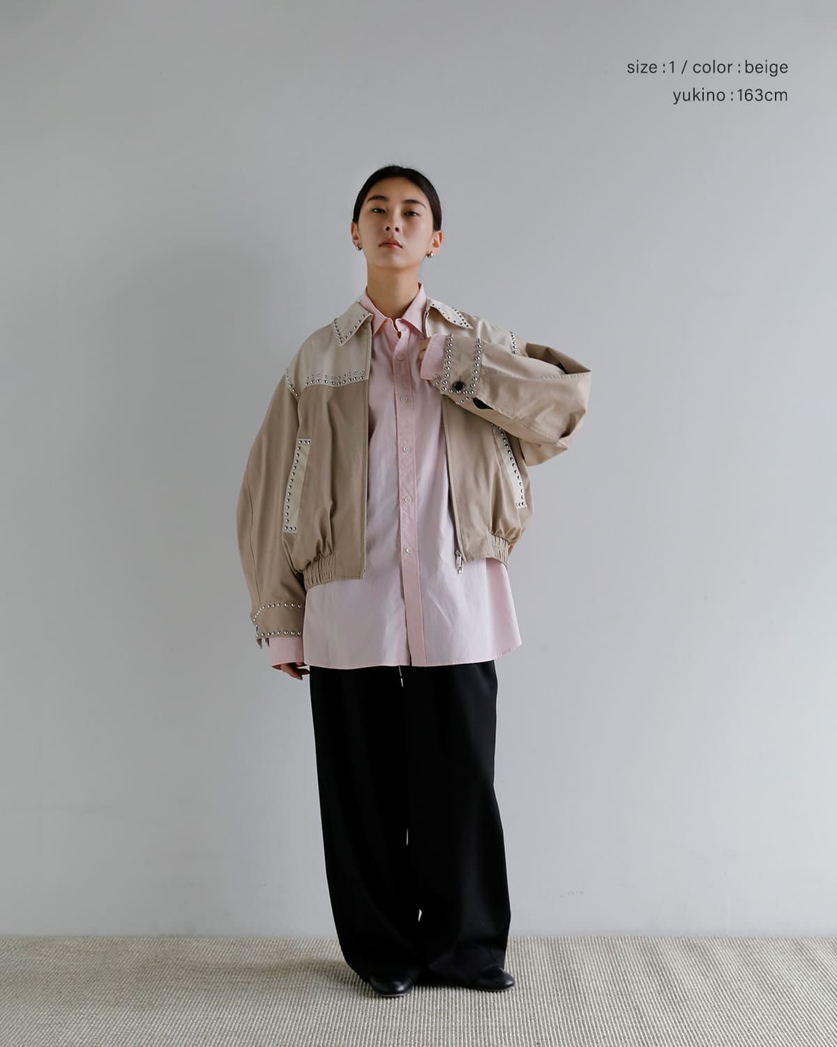 CLANE(クラネ)ダブルカラースタッズドリズラージャケット 10104-0533