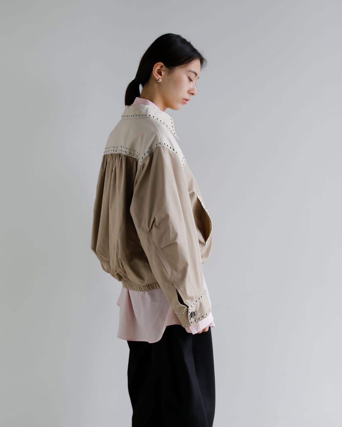 CLANE(クラネ)ダブルカラースタッズドリズラージャケット 10104-0533