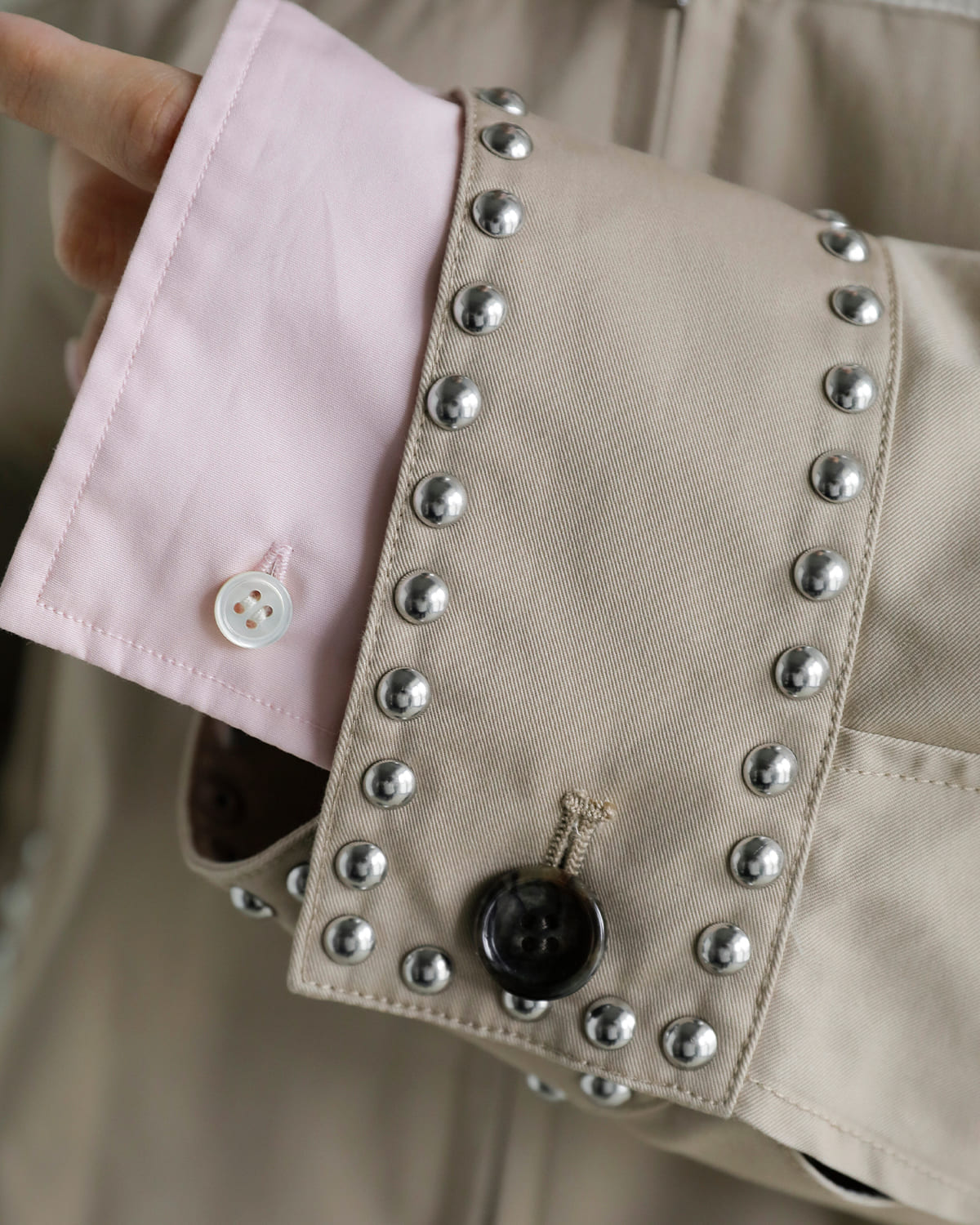 CLANE(クラネ)ダブルカラースタッズドリズラージャケット 10104-0533