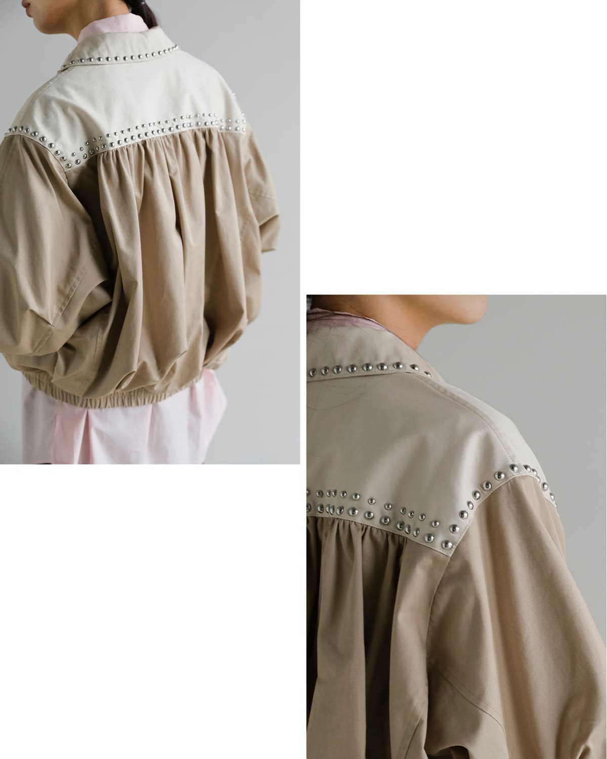 CLANE(クラネ)ダブルカラースタッズドリズラージャケット 10104-0533