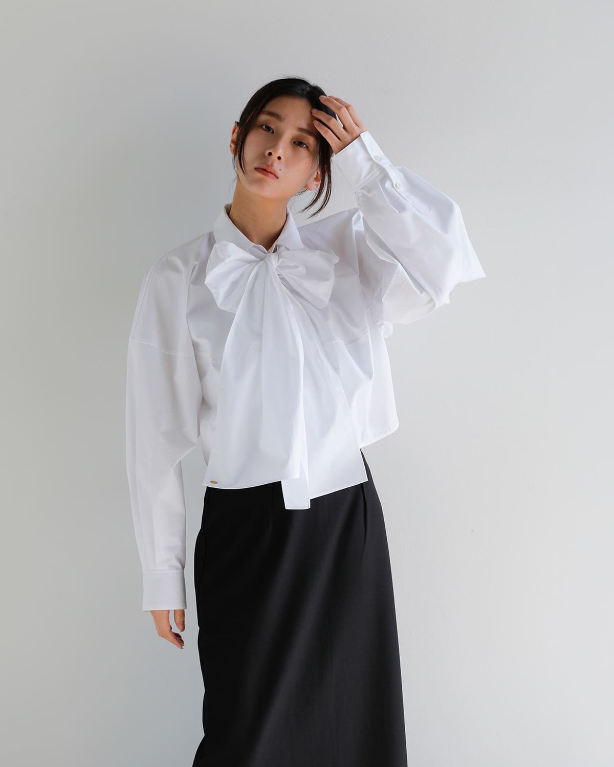 CLANE(クラネ)リボンタイコンパクトシャツ 10122-4023