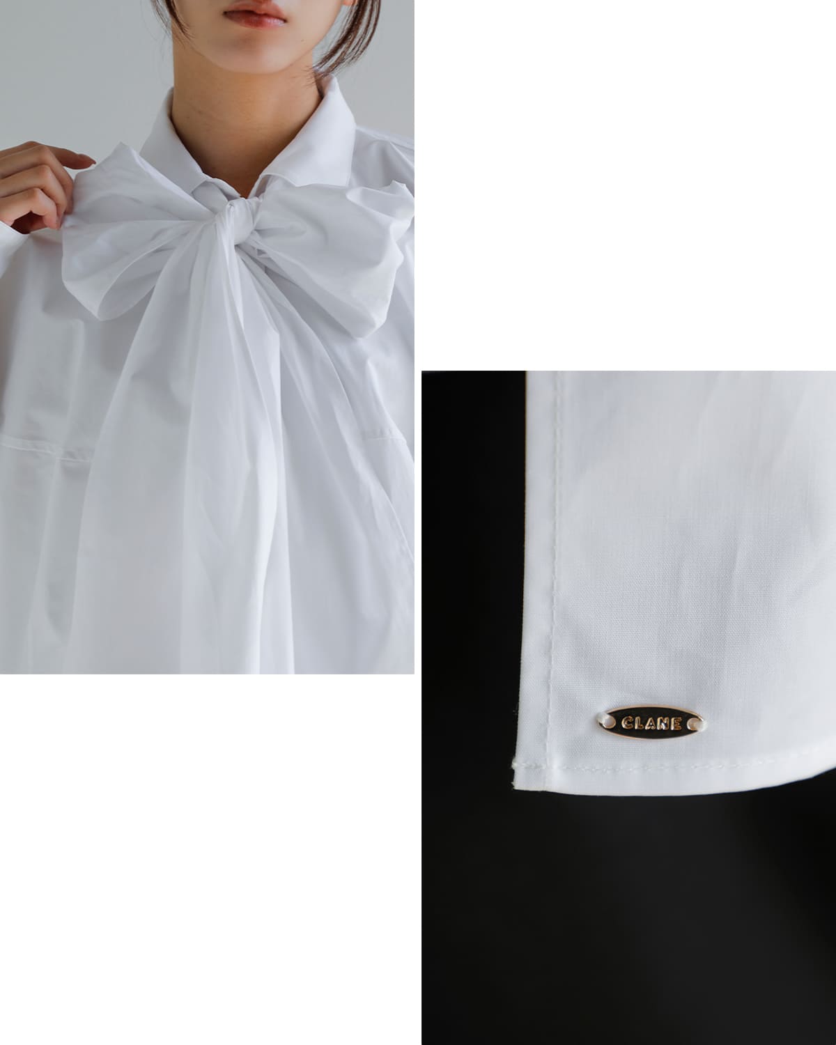 CLANE(クラネ)リボンタイコンパクトシャツ 10122-4023