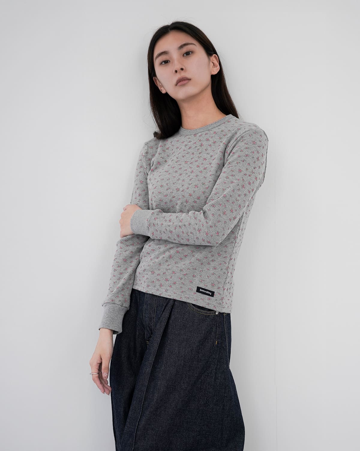 SEA(シー)コットンフローラルサーマル長袖Tシャツ 110706511