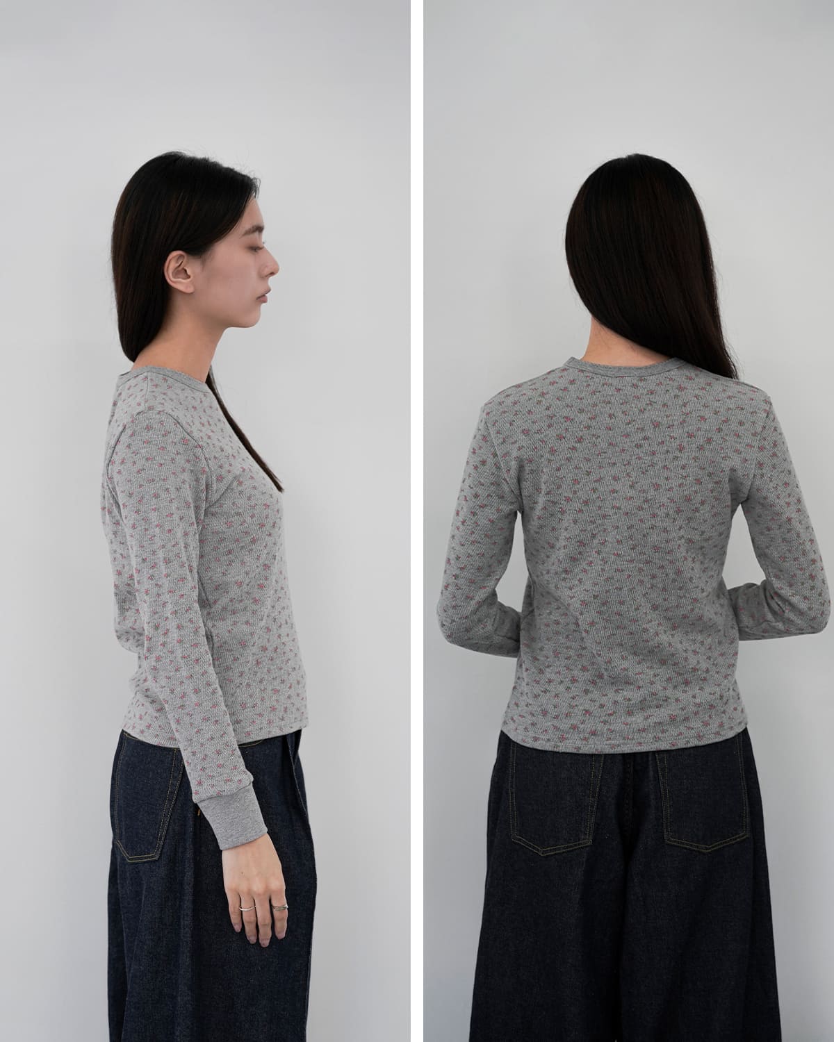 SEA(シー)コットンフローラルサーマル長袖Tシャツ 110706511