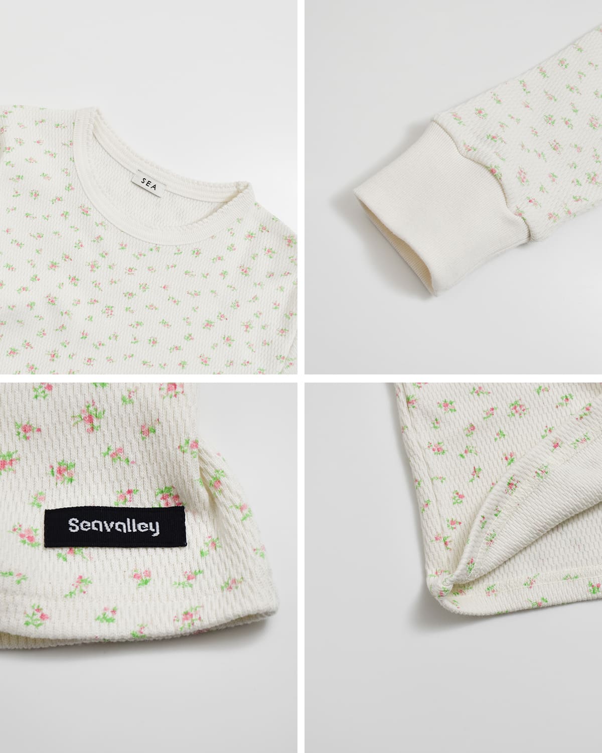 SEA(シー)コットンフローラルサーマル長袖Tシャツ 110706511