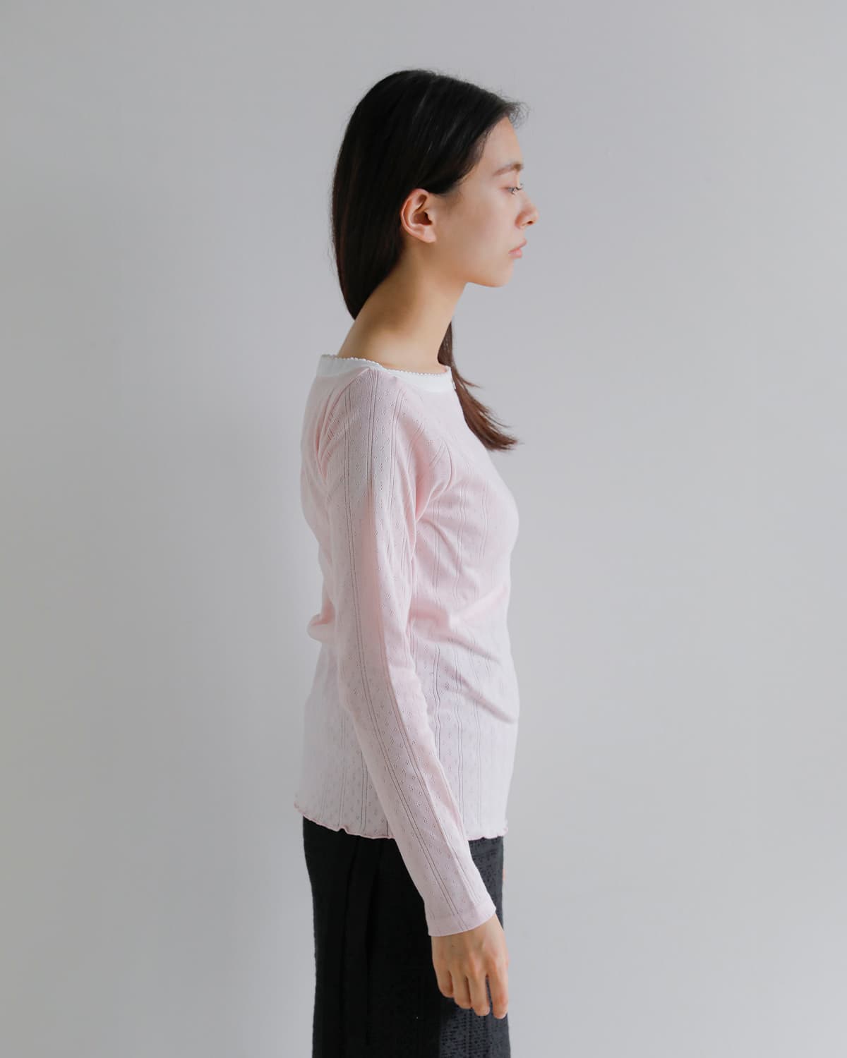 SEA(シー)コットンアイレットフライス 2way ボートネック長袖Tシャツ 110706515