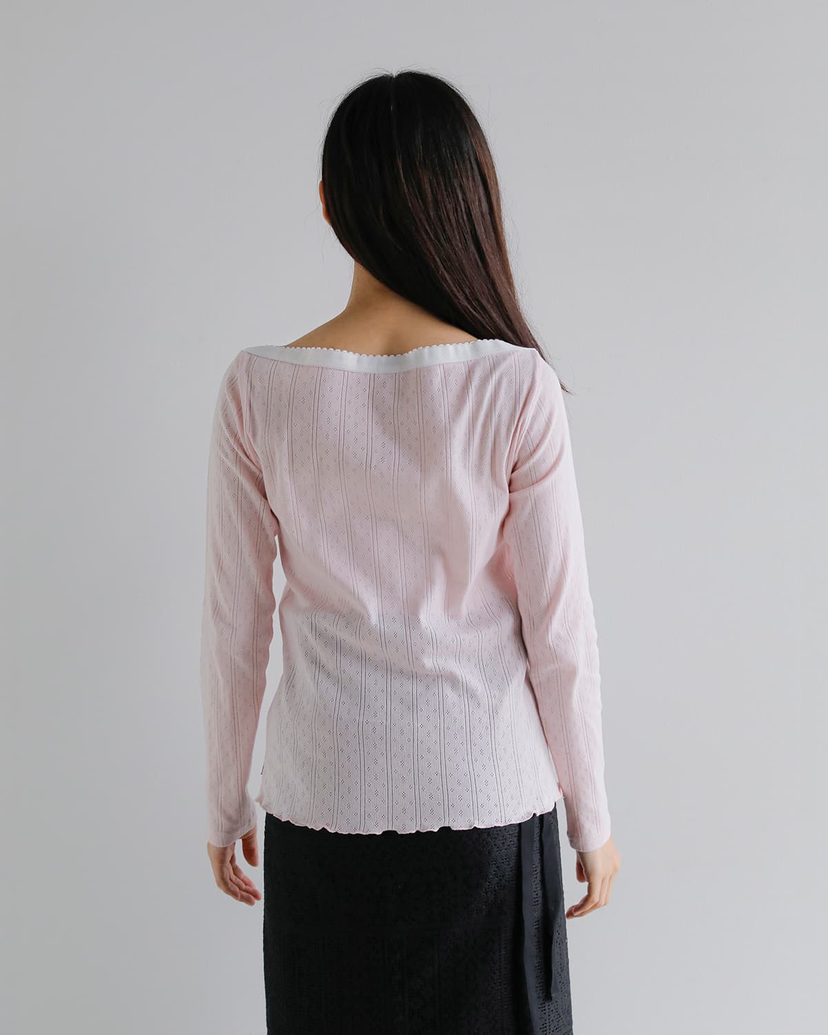 SEA(シー)コットンアイレットフライス 2way ボートネック長袖Tシャツ 110706515