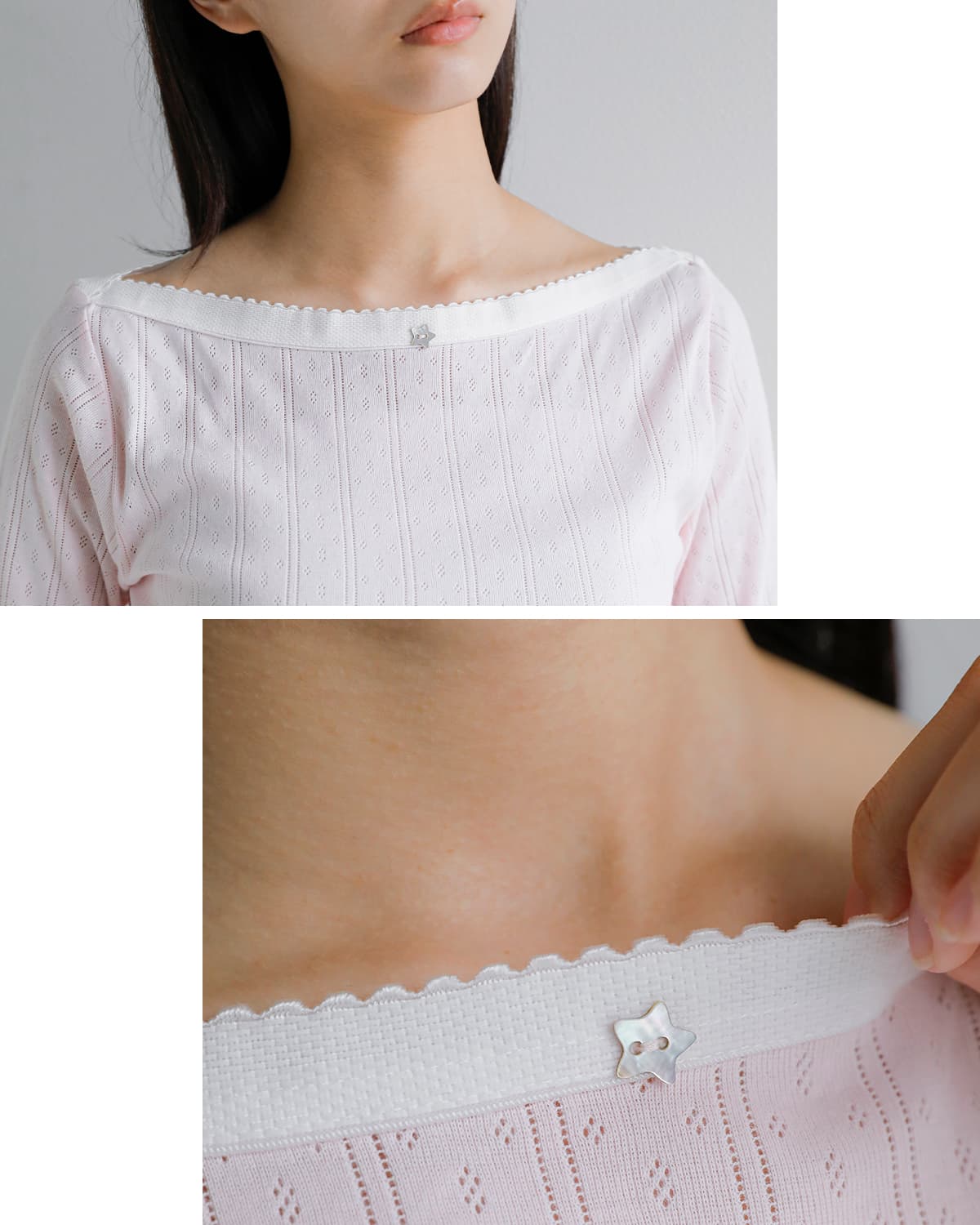 SEA(シー)コットンアイレットフライス 2way ボートネック長袖Tシャツ 110706515