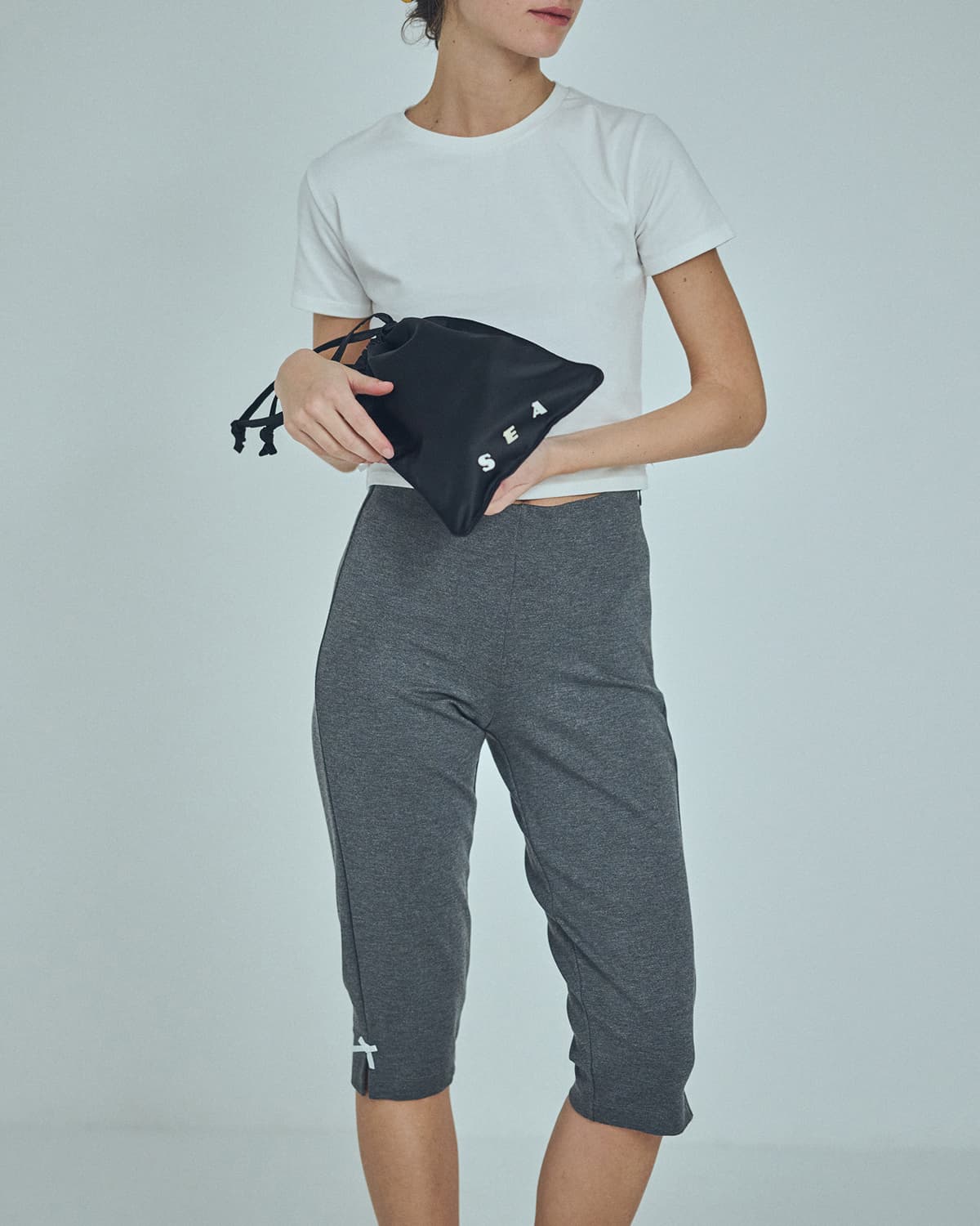 SEA(シー)ストレッチジャージー リボンカプリパンツ 110706540