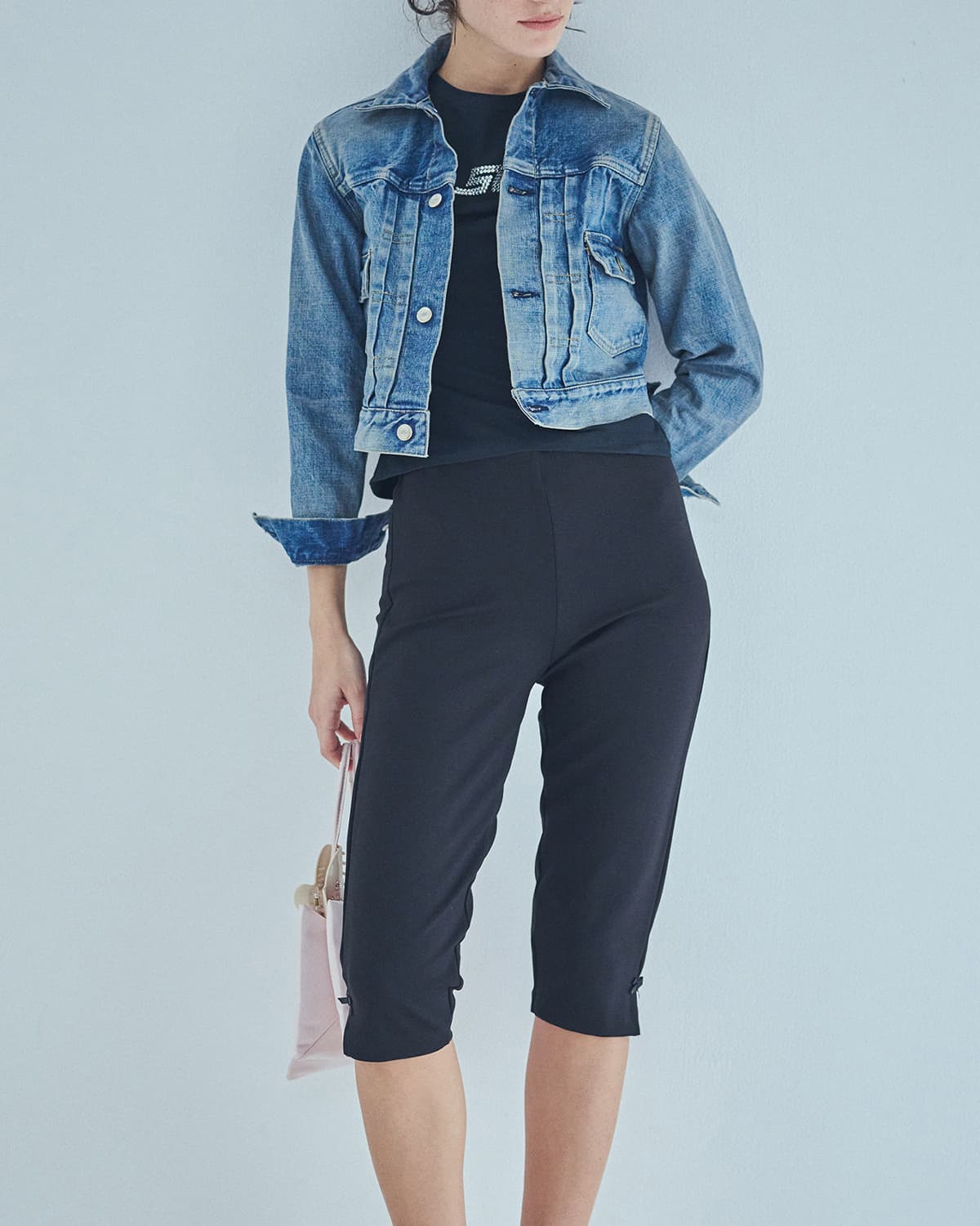 SEA(シー)ストレッチジャージー リボンカプリパンツ 110706540