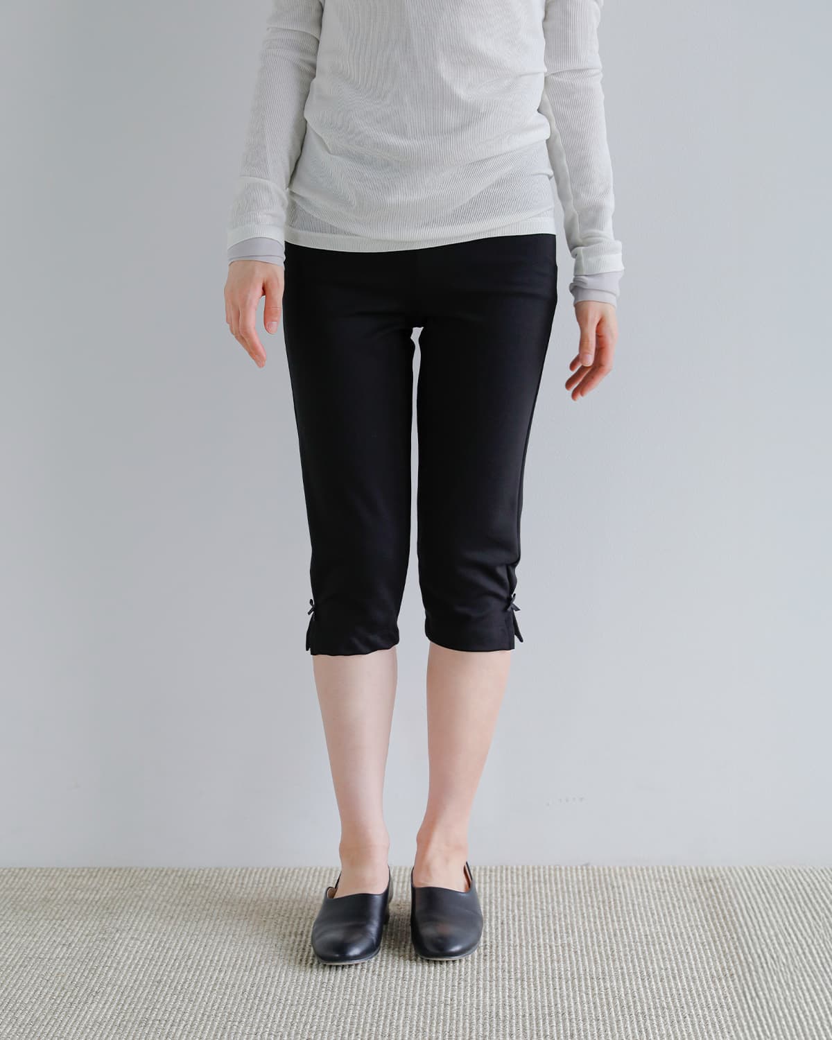 SEA(シー)ストレッチジャージー リボンカプリパンツ 110706540