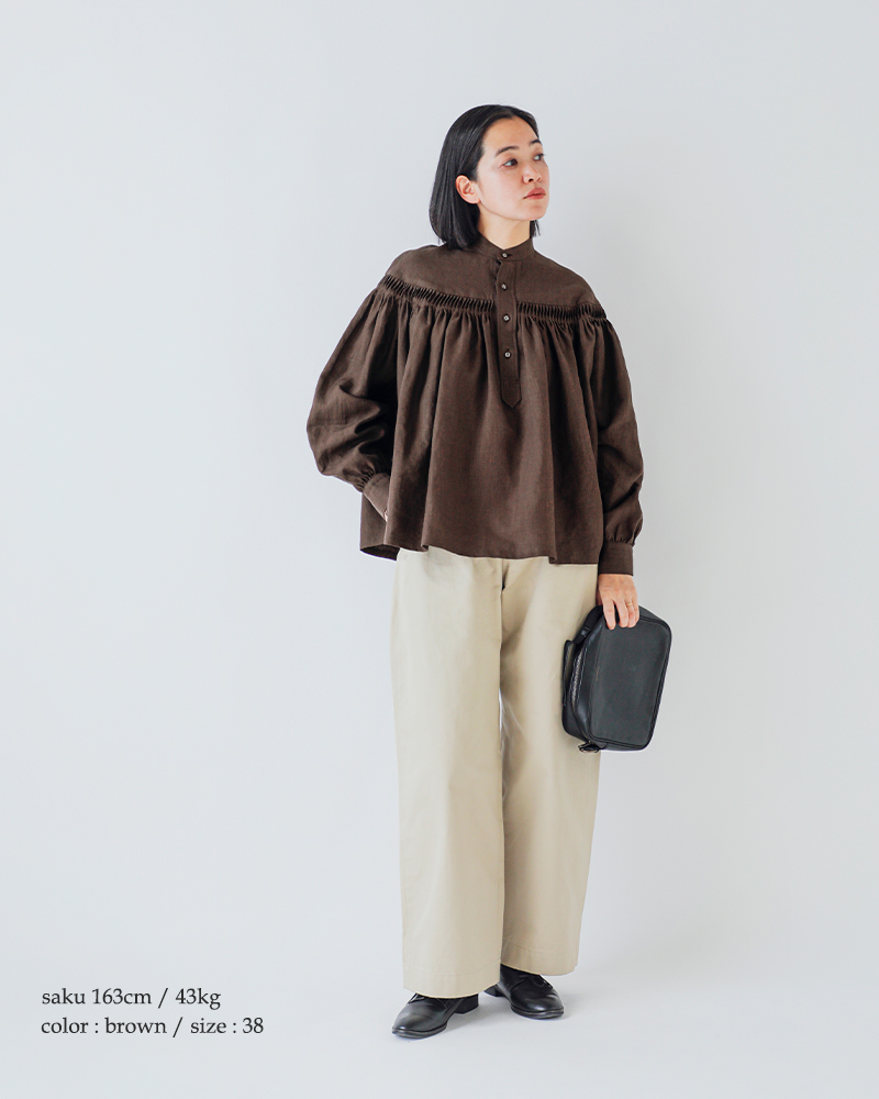 Scye(�T�C)���l���L�����u���b�N�^�b�N�u���E�X60/1LinenCambricTuckedBlouse1226-31000