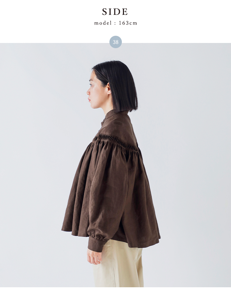 Scye(�T�C)���l���L�����u���b�N�^�b�N�u���E�X60/1LinenCambricTuckedBlouse1226-31000