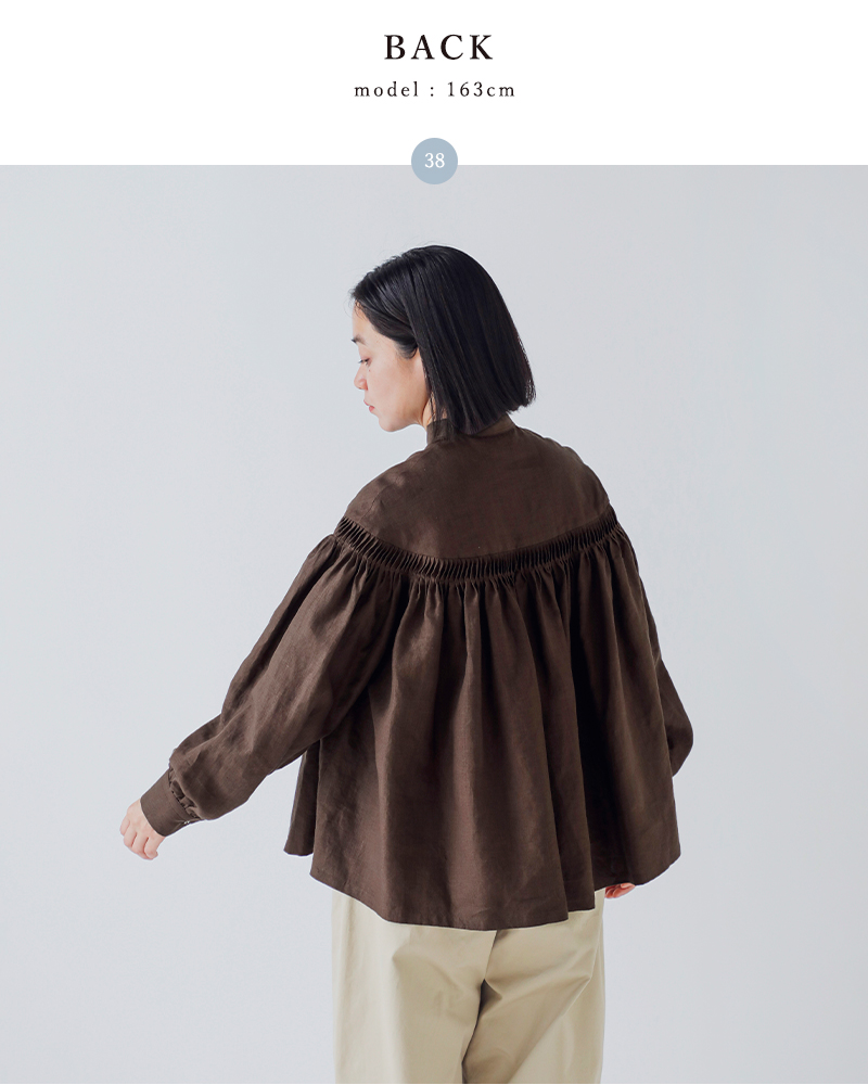 Scye(�T�C)���l���L�����u���b�N�^�b�N�u���E�X60/1LinenCambricTuckedBlouse1226-31000