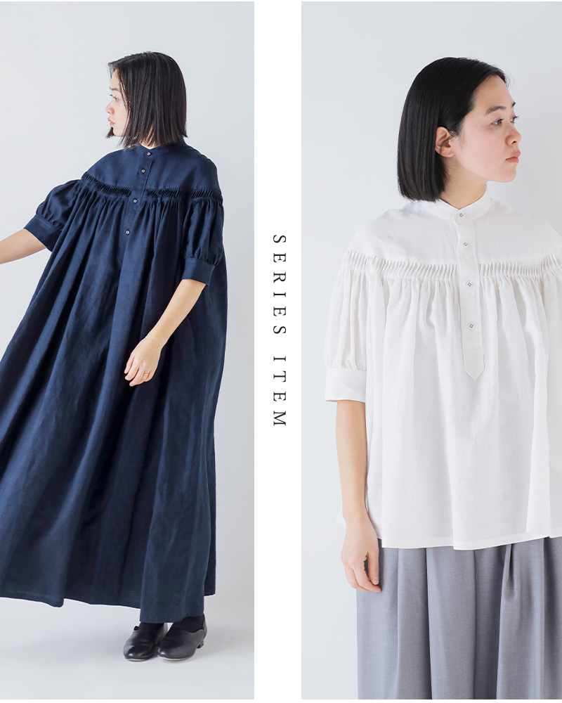 Scye(�T�C)���l���L�����u���b�N�^�b�N�u���E�X60/1LinenCambricTuckedBlouse1226-31000