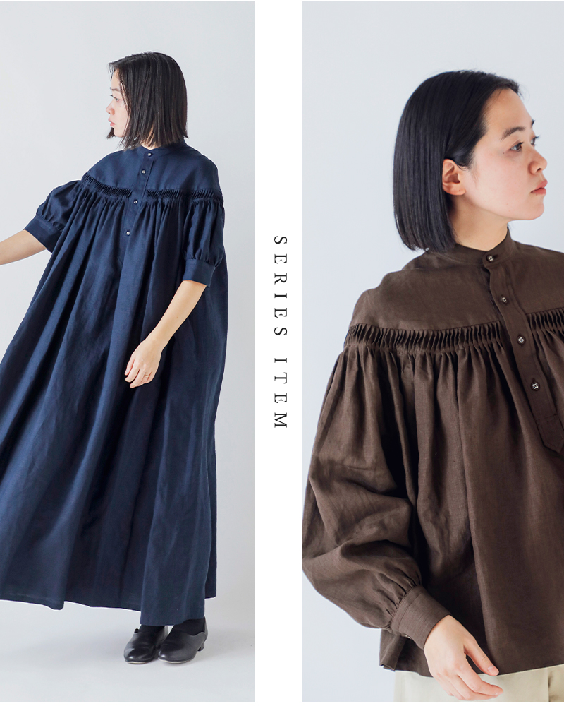 Scye(サイ)リネンキャンブリックタックハーフスリーブブラウス60/1LinenCambricTuckedBlouseHalfSleeve1226-31001