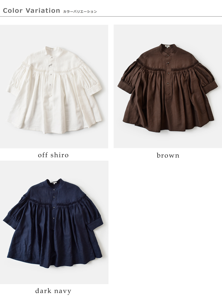 Scye(サイ)リネンキャンブリックタックハーフスリーブブラウス60/1LinenCambricTuckedBlouseHalfSleeve1226-31001