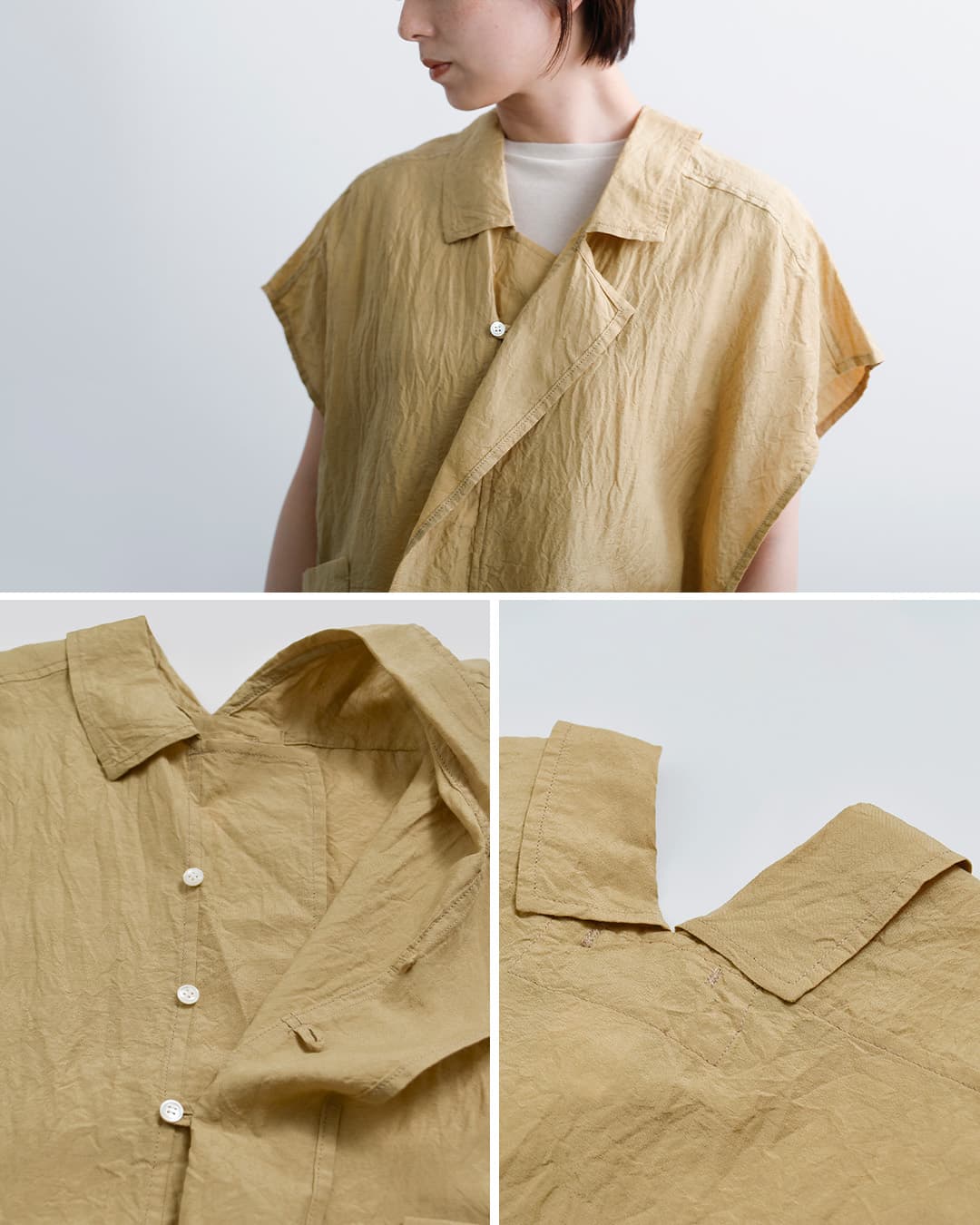 美品 Vlas Blomm ヴラスブラム コットンリネン 綾織 ベスト Aerial Alpaca Wool 2Way ジレ | ITEM | Vlas blomme｜ ヴラスブラム