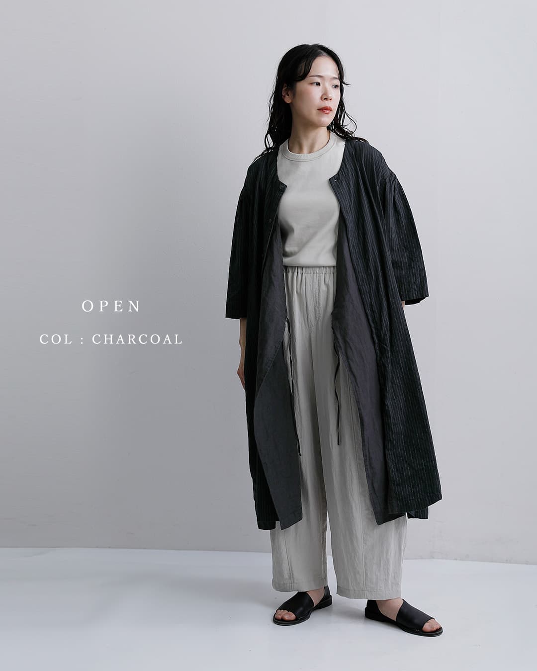 Vlas Blomme(ヴラスブラム)ヴィンテージチェックストライプ 2way 前開きドレス ワンピース 13204036