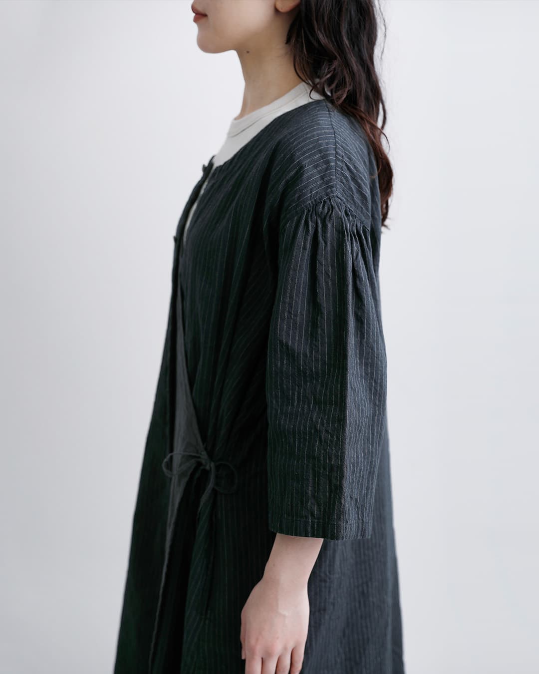 Vlas Blomme(ヴラスブラム)ヴィンテージチェックストライプ 2way 前開きドレス ワンピース 13204036