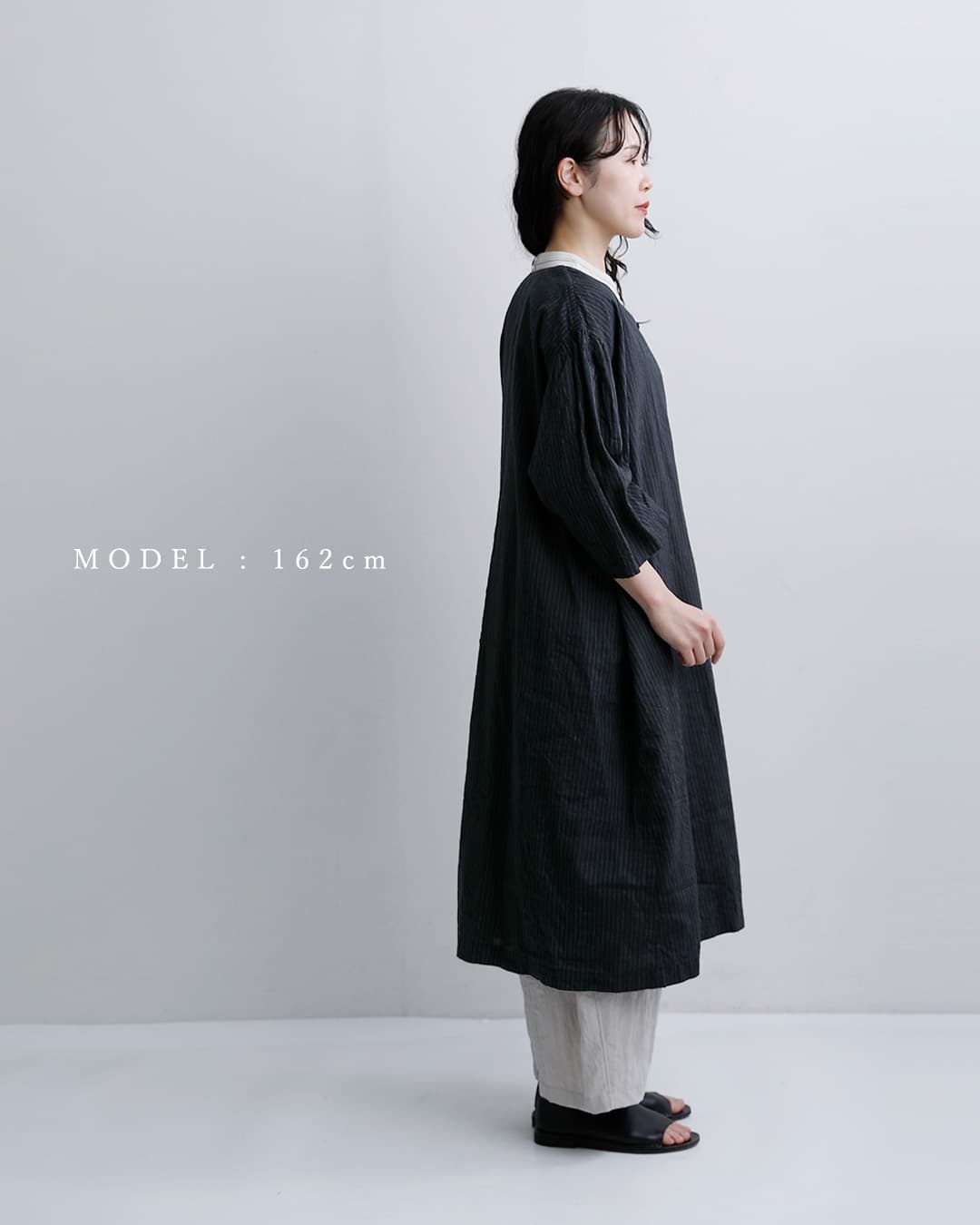 Vlas Blomme(ヴラスブラム)ヴィンテージチェックストライプ 2way 前開きドレス ワンピース 13204036