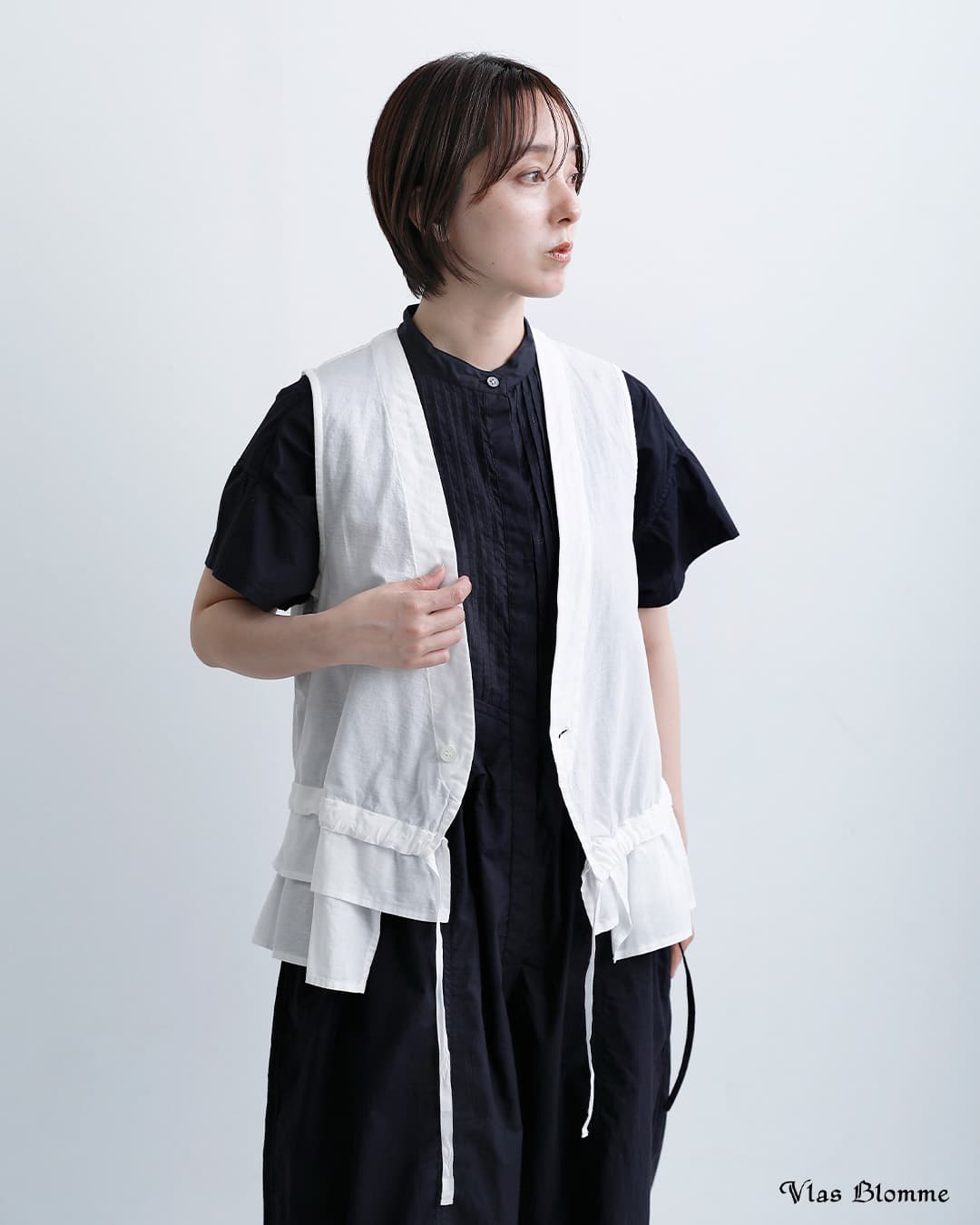 Vlas Blommeコットンリネンボイル ティアードジレ 13302046