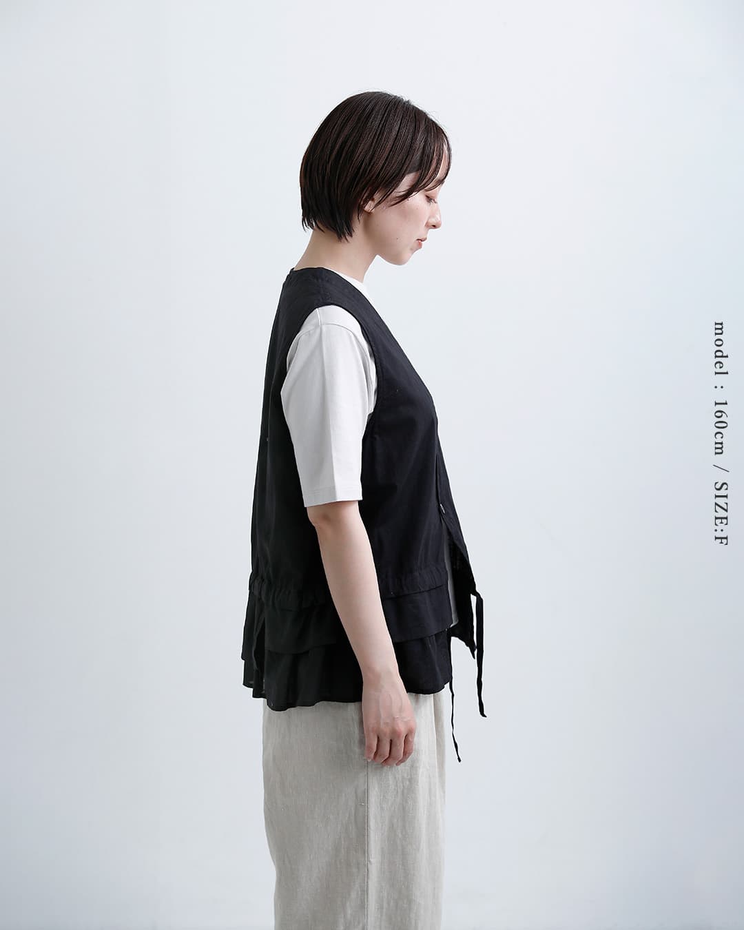Vlas Blommeコットンリネンボイル ティアードジレ 13302046